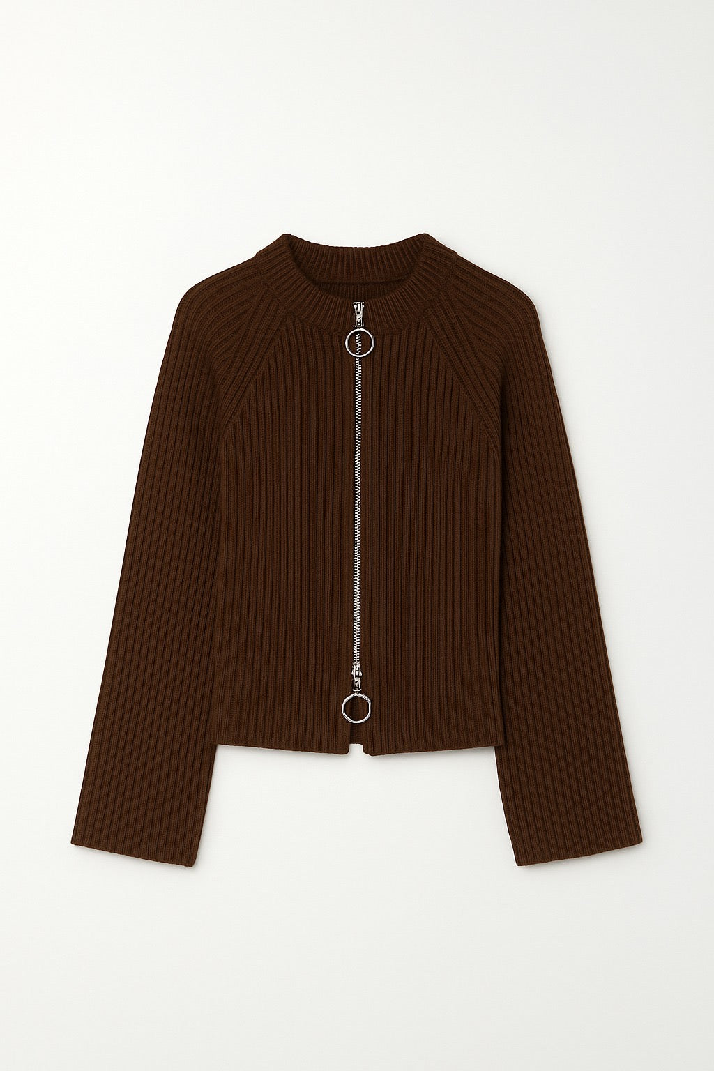 Autumn Chic Double-Zip Knit Cardigan Sweater