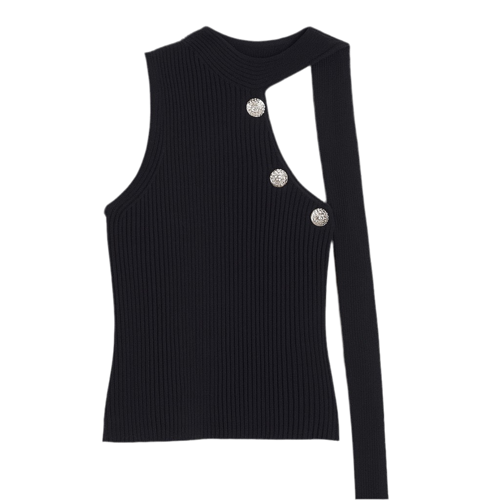 Off-Shoulder Strap Knit Top