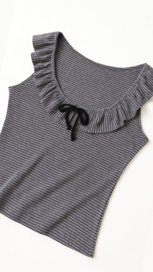 QUANQUAN COOKY Sweet & Chic Striped Bow-Back Summer Top