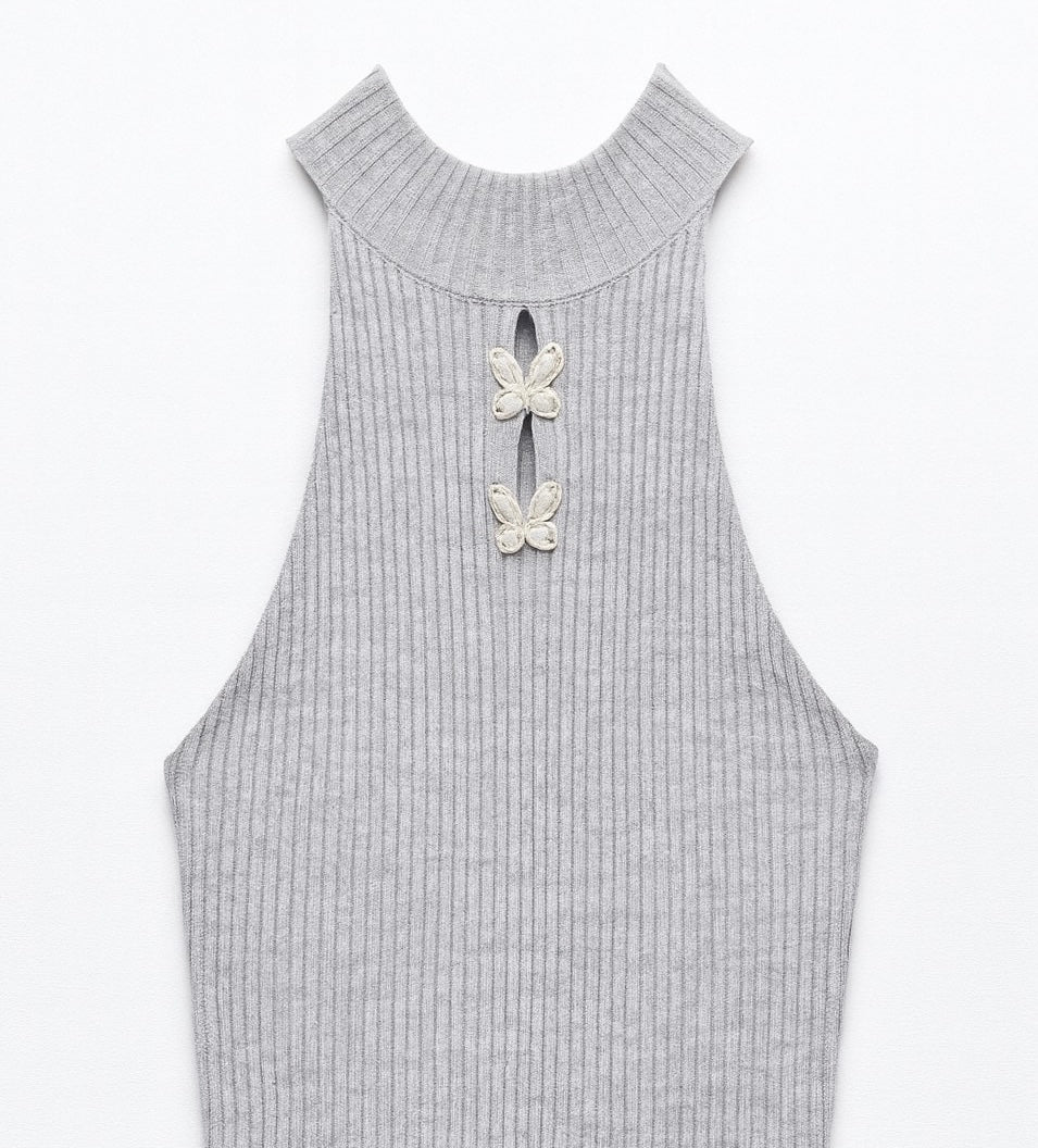 Casual-Chic Sleeveless Rope-Knit Shirt