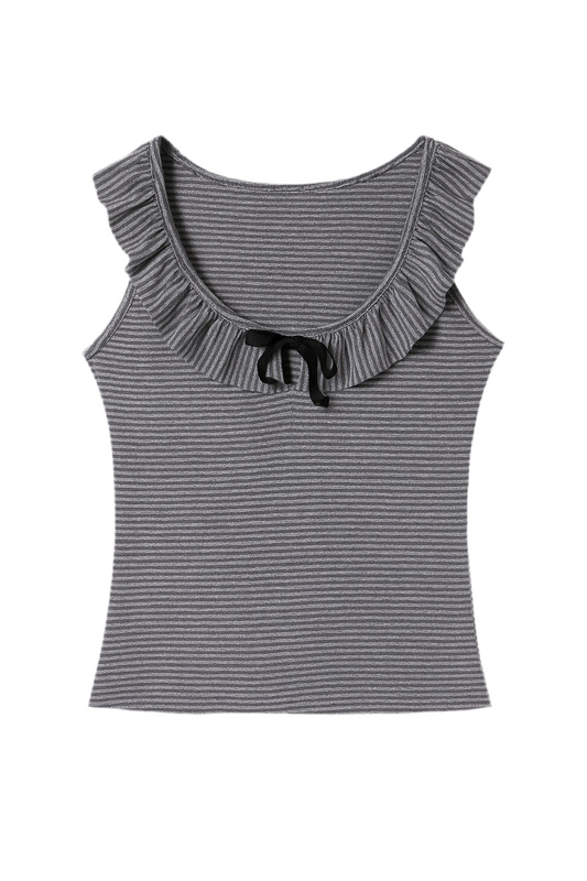 QUANQUAN COOKY Sweet & Chic Striped Bow-Back Summer Top