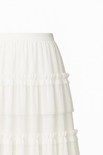 Forever21 High-Waisted Gray A-Line Tulle Skirt with French Lace Accents