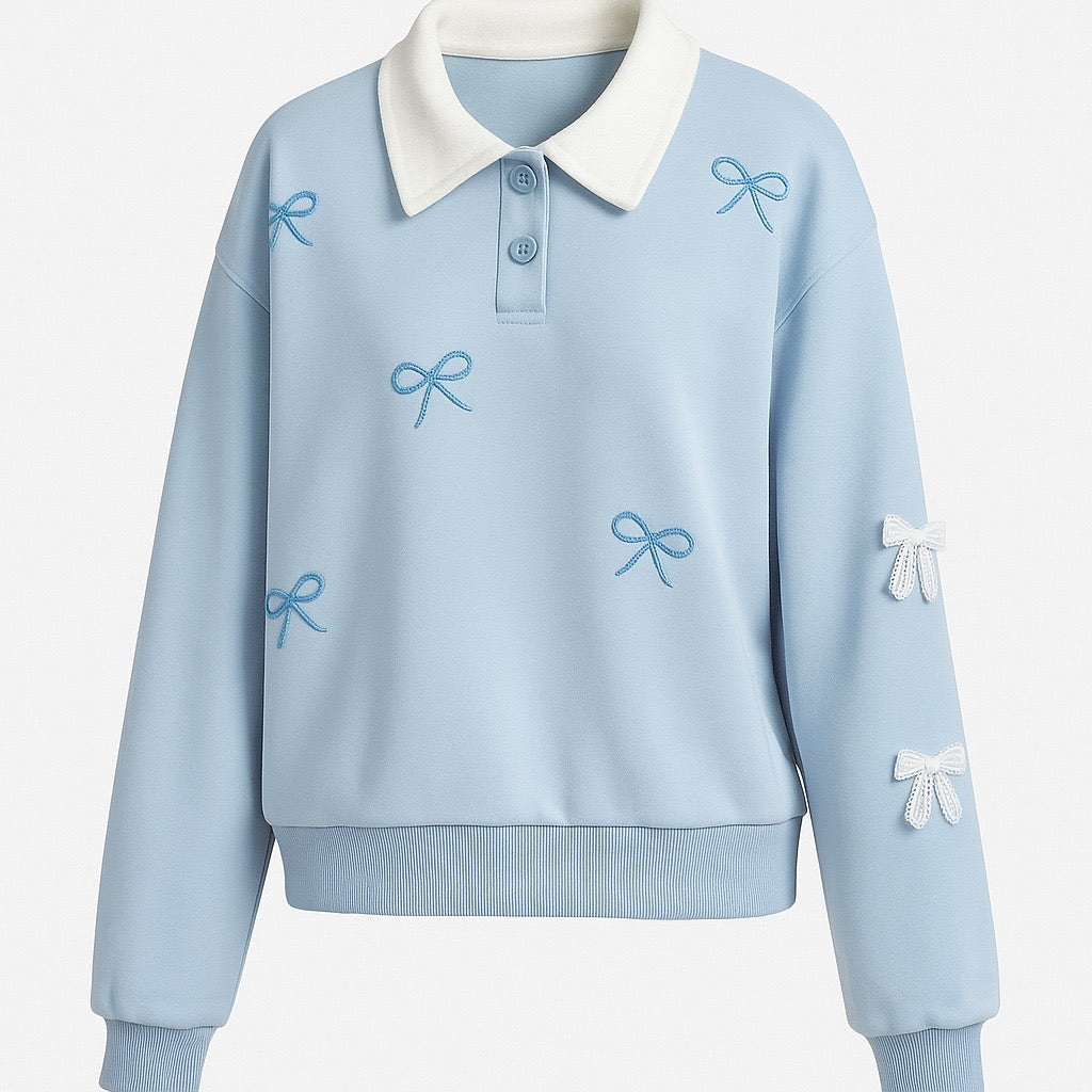 Sweet Bloom Embroidered Polo Top