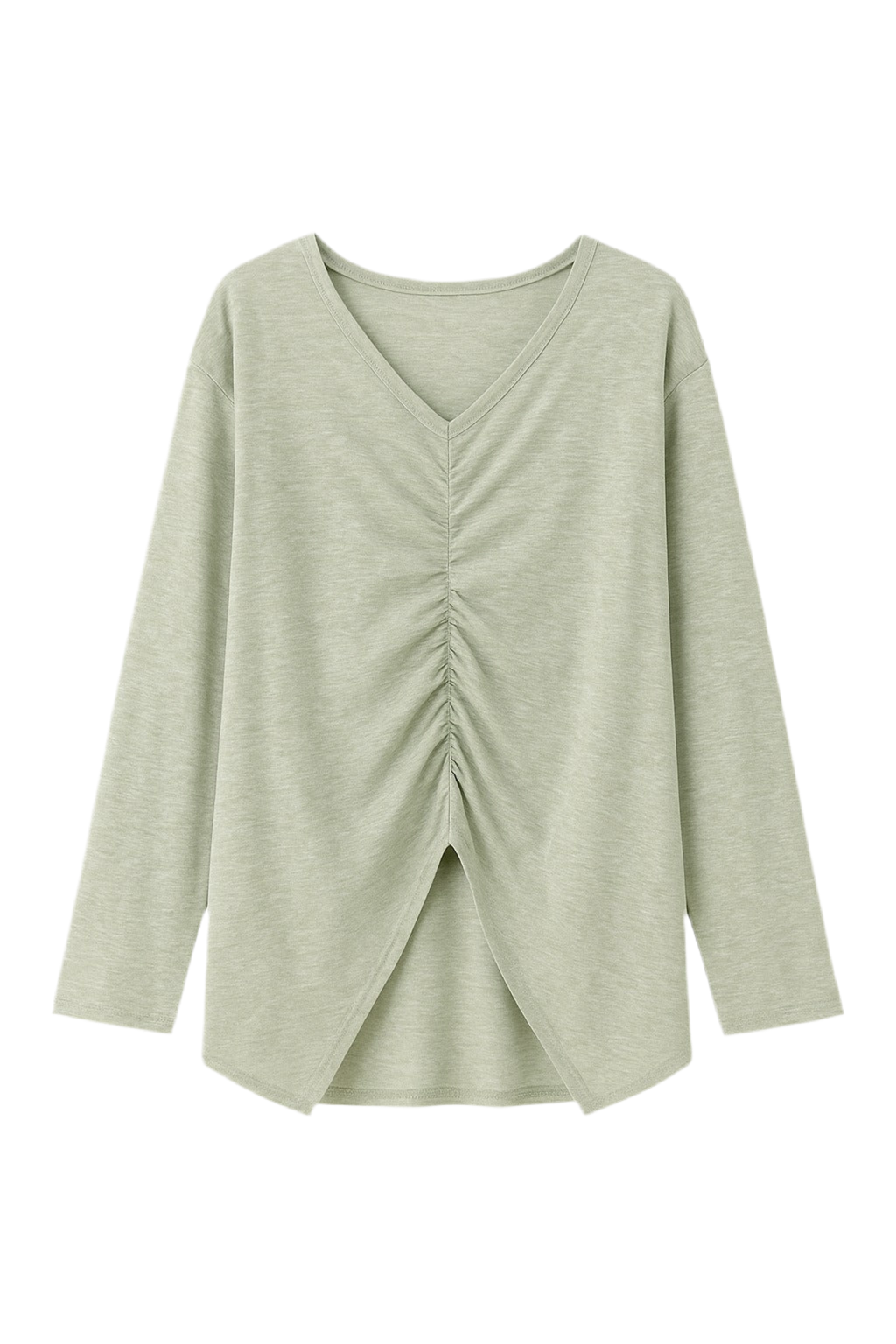 AMUU Japanese V-Neck Split-Hem Knit Top