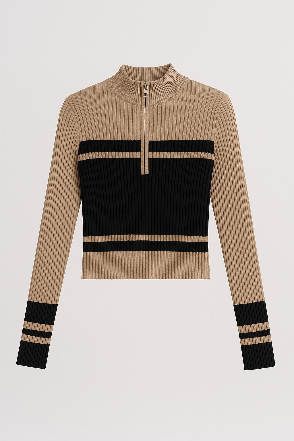 Chic Stand-Collar Half-Zip Knitted Pullover