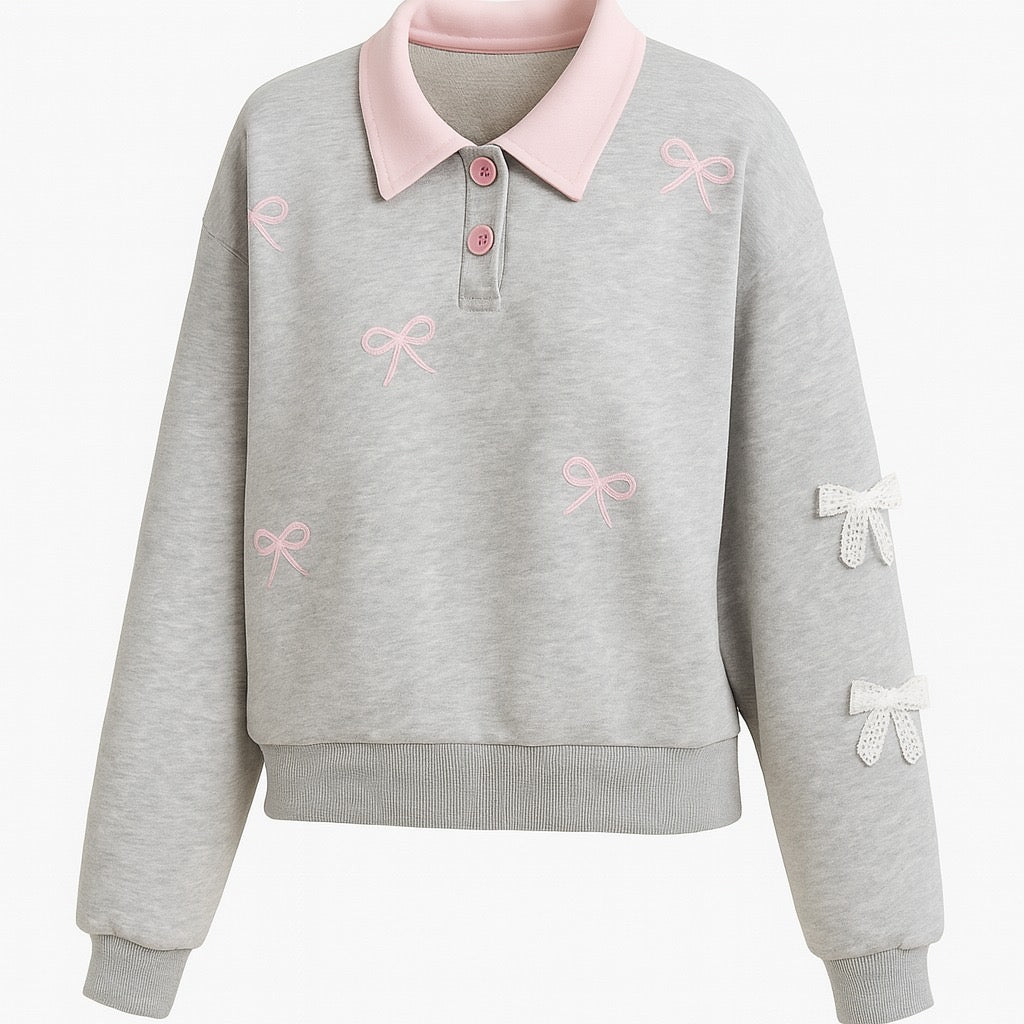 Sweet Bloom Embroidered Polo Top