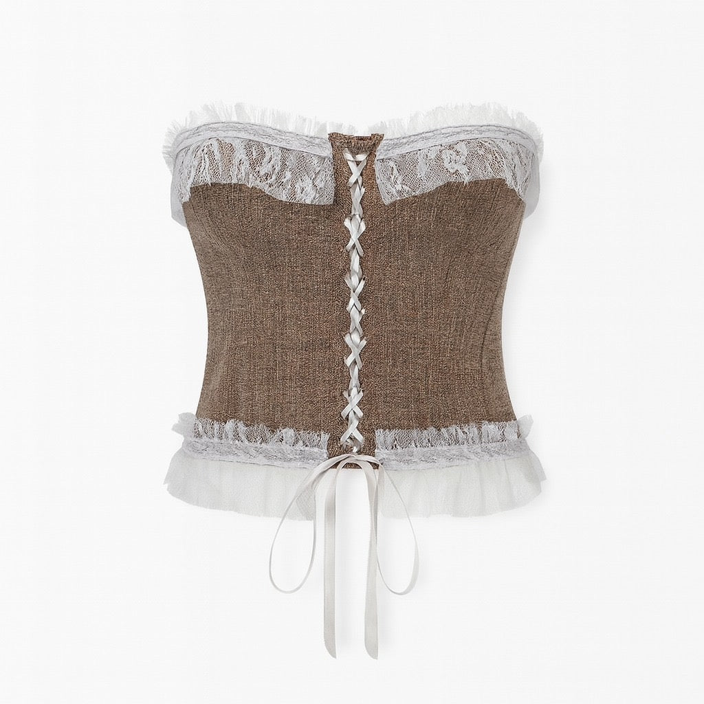 Sexy Lace-Trim Backless Off-Shoulder Top