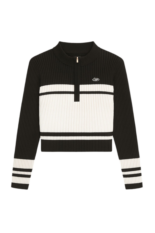 Chic Stand-Collar Half-Zip Knitted Pullover