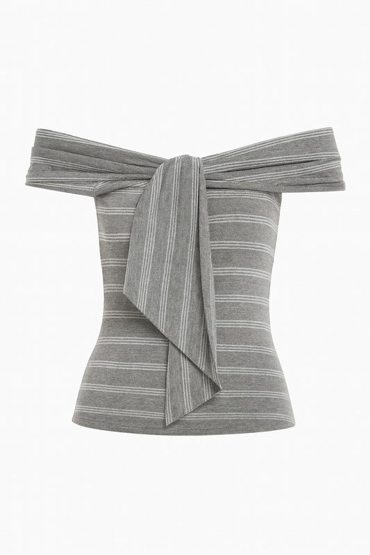 Striped Multi-Wear Backless Off-Shoulder Top