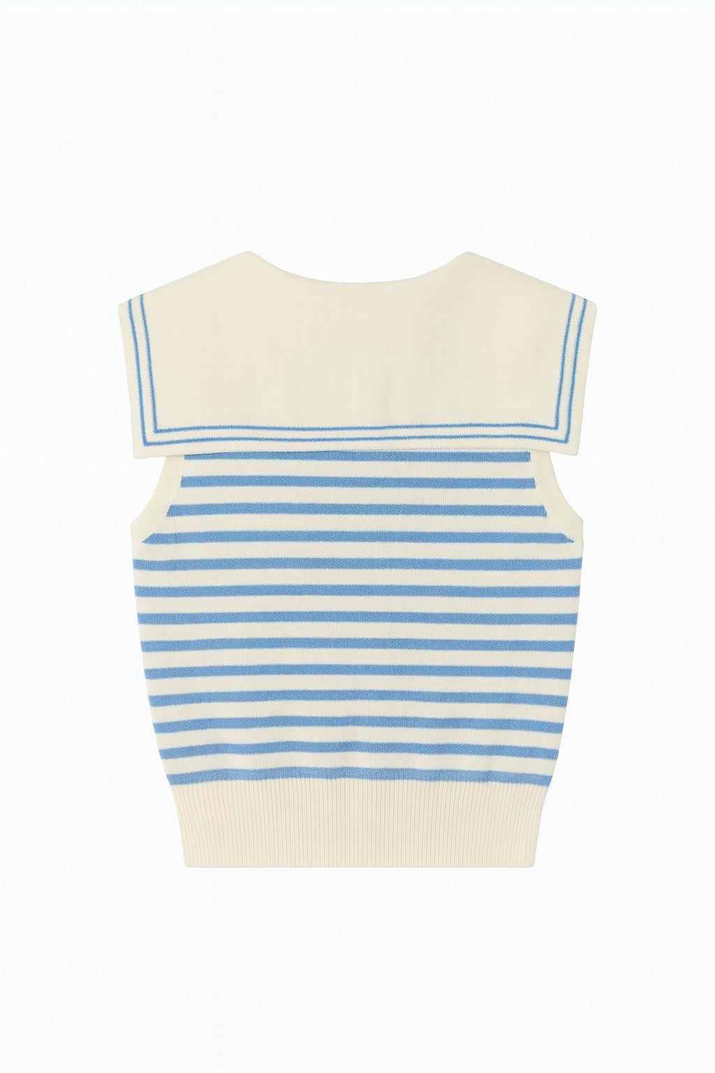 北岛 AMUU Sailor Breeze Blue Striped Navy Collar Sleeveless Knit Top