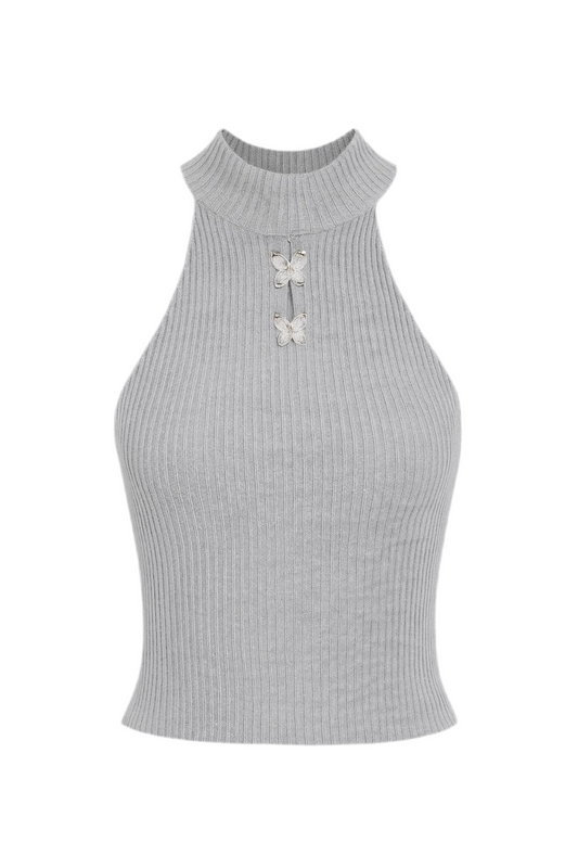 Casual-Chic Sleeveless Rope-Knit Shirt